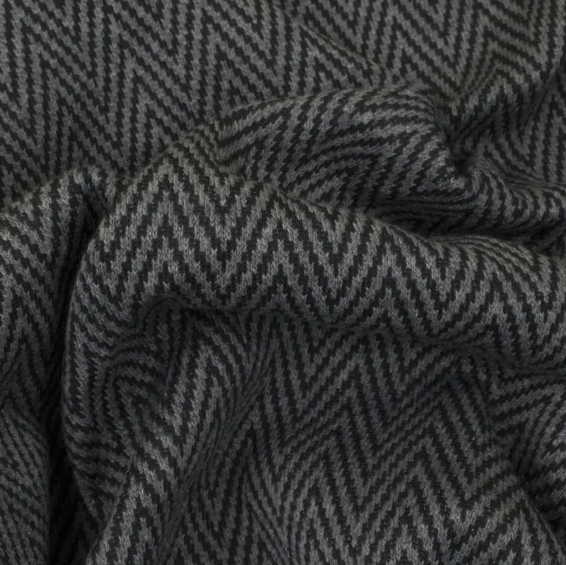 Трикотаж Джерси 370гр/м2, 65триац/32хб/3спан, 150см, зигзак, серый темный , VT-9909/C№2 TOG01