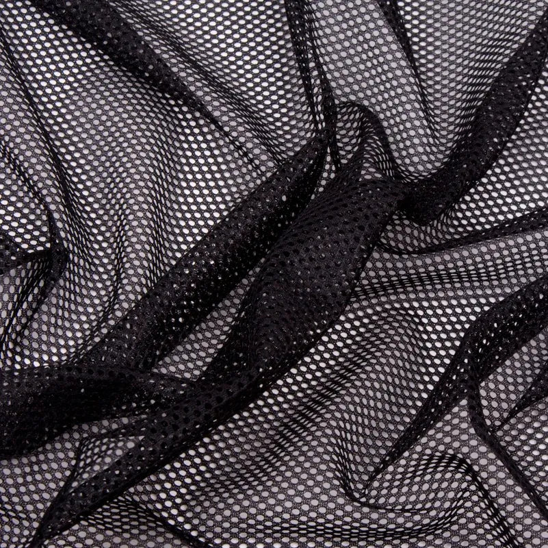 Сетка трикотажная Круглая 67гр/м2, средняя ячейка, 100пэ, 150см, черный/S580, (9,7 пм в 1кг) TPX029